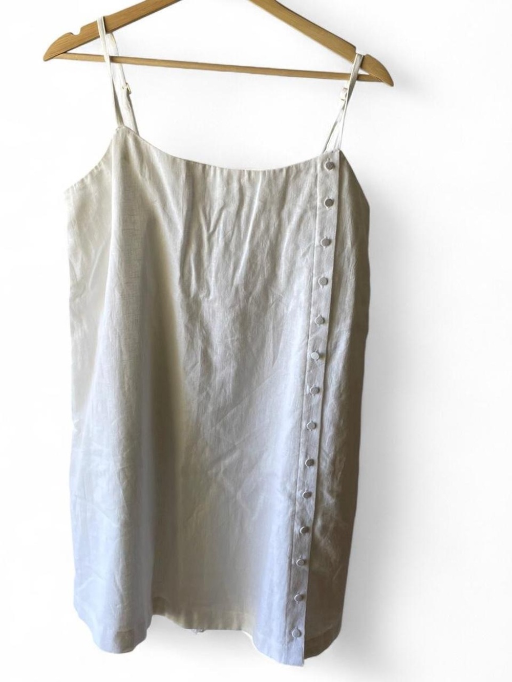 NWOT Simple White Button-Trim Mini Dress with Built in Shorts